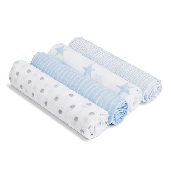 aden + anais Essentials Muslin Swaddle Blankets 100% Cotton, 4-Pack (44" × 44") - Picture 2 of 2